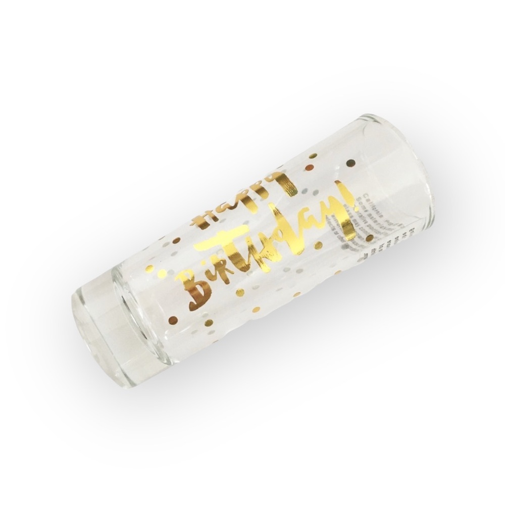 new Slant ✶ Happy Birthday Shot Glass Set of 2 ✶ Double Shot Glasses ✶ Gold Foil - Picture 9 of 16